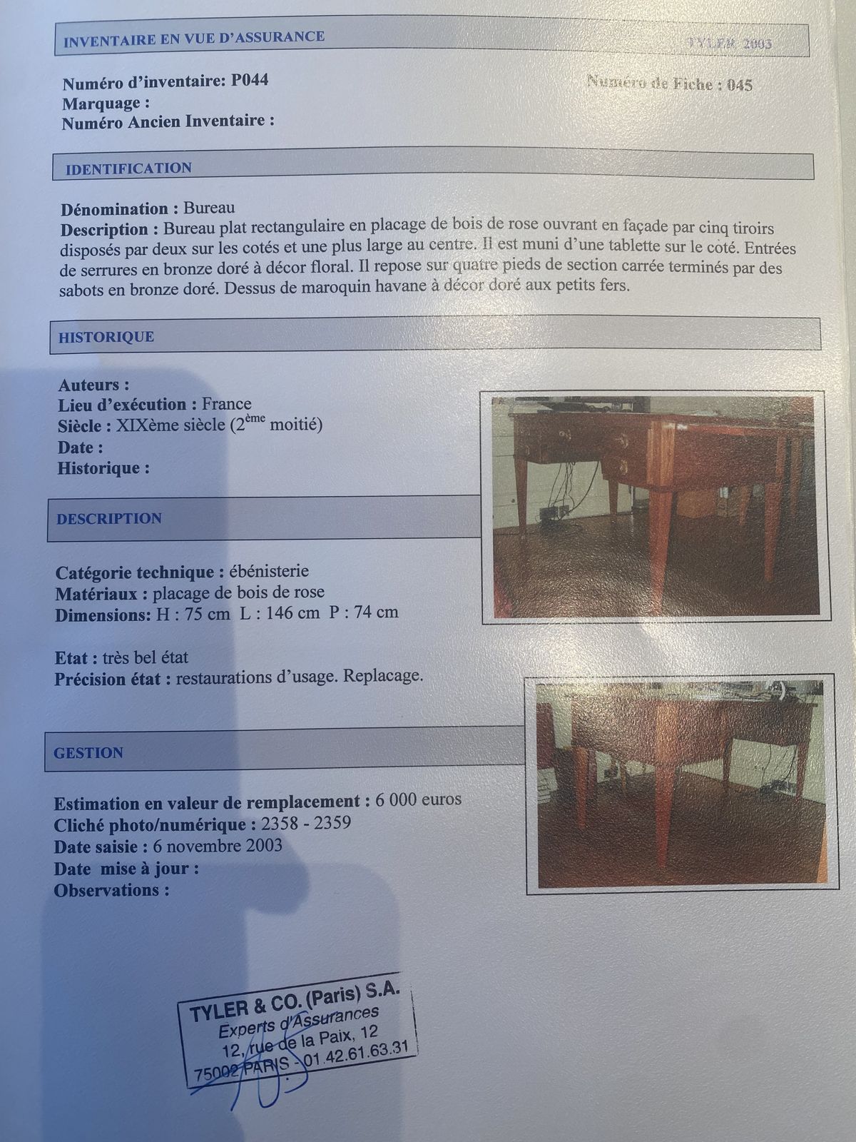 Title  19th Century French Bureau Desk photo for sale