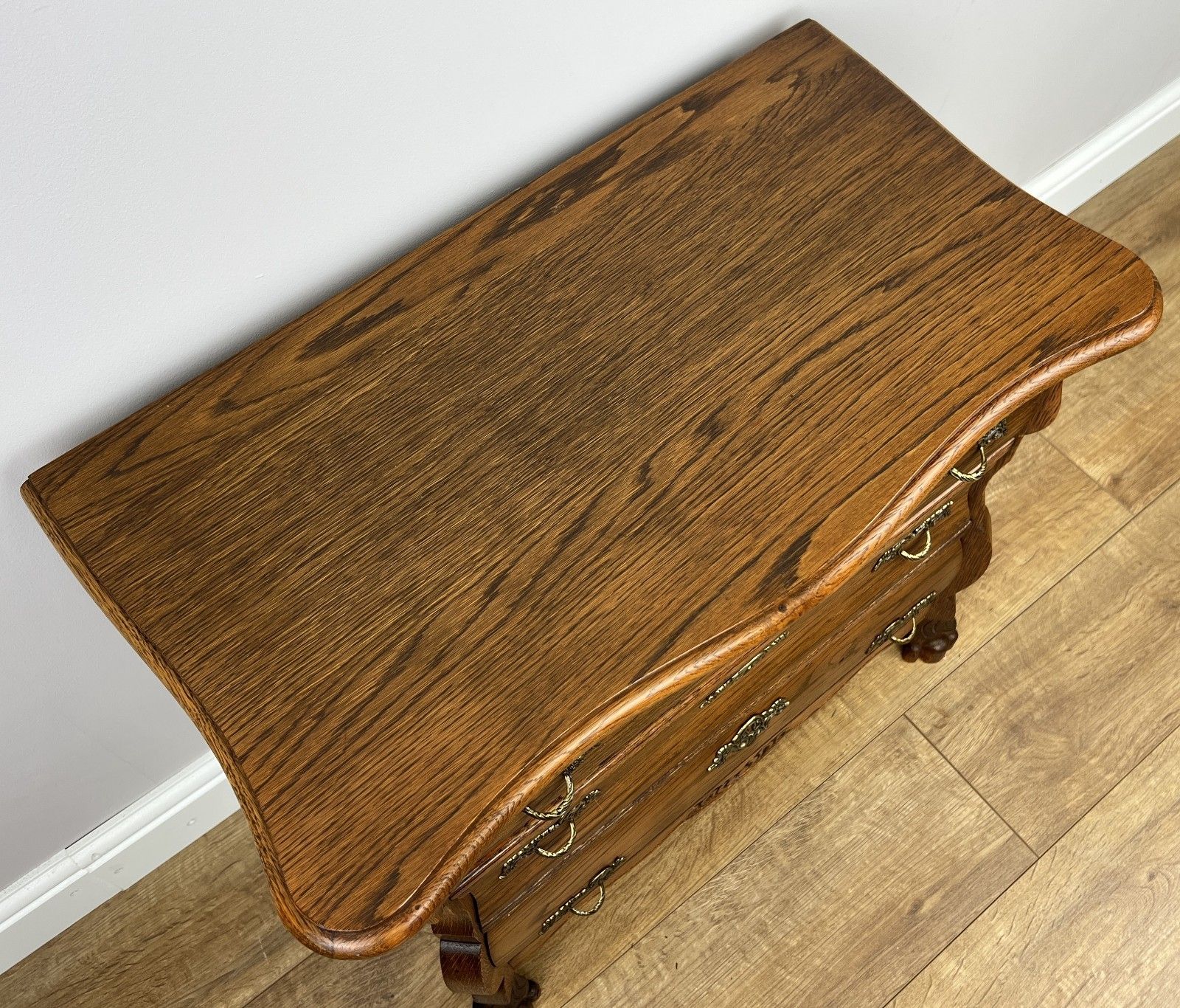 Chest Of Drawers Vintage French Style Oak Carved 3 Drawer Cabinet Lot 4905 photo buy