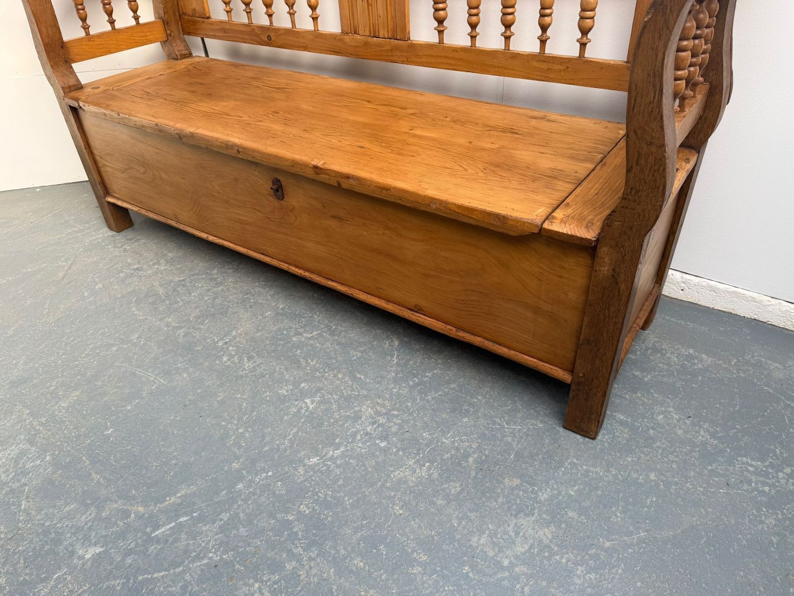 A Superbly Waxed Genuine Victorian Pine Hungarian 2/3 Seater Box Settle photo for sale
