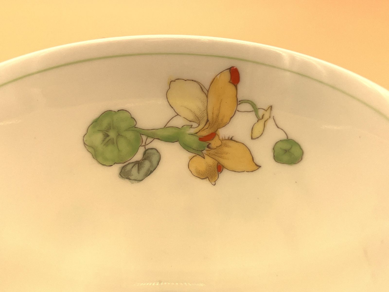 photo for sale Antique Royal Doulton China Nasturtium Tea Cup And Saucer Duo. V1325. C1920.
