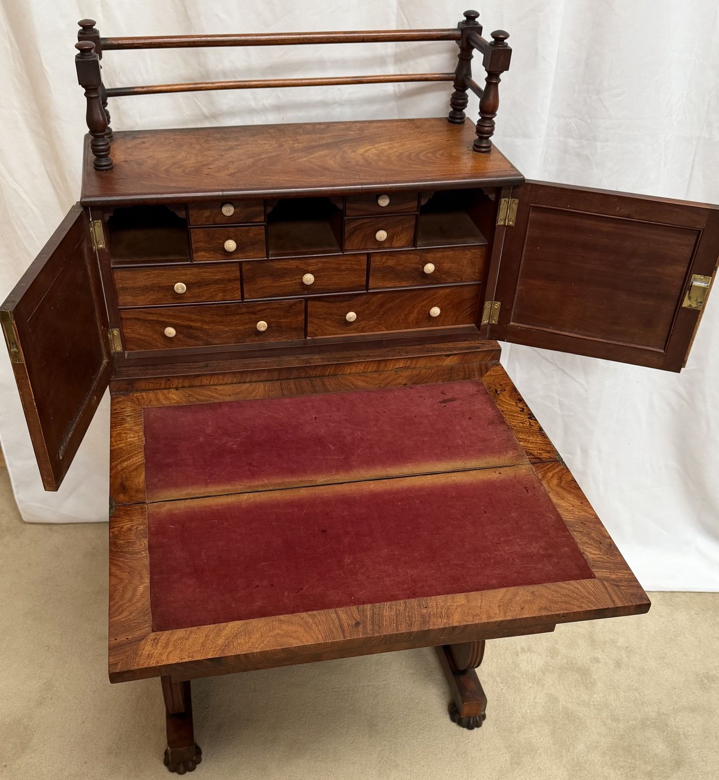 Regency Period Ladies Desk On Lyre Supports photo vintage
