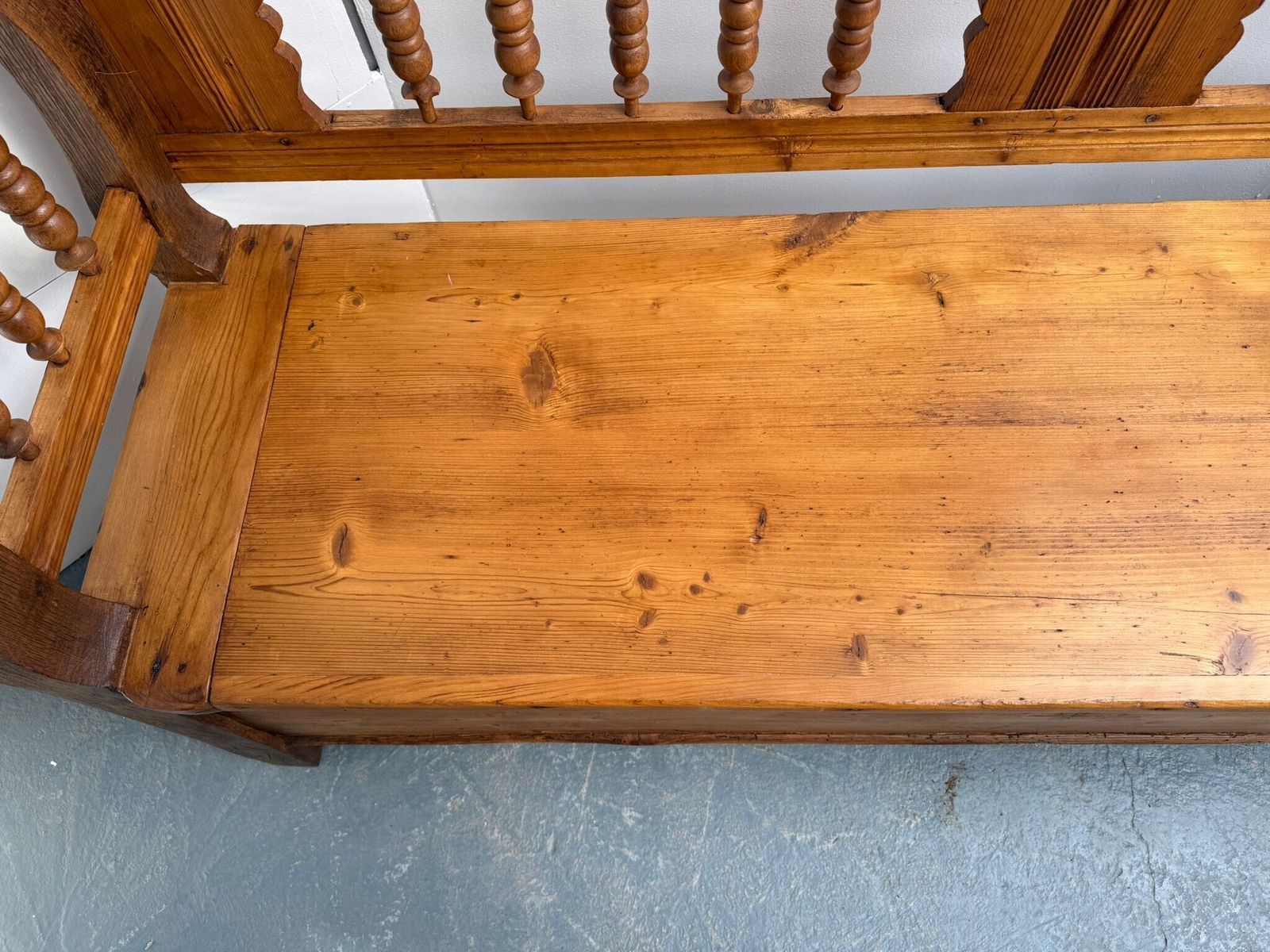 A Wonderful Waxed Original Victorian Pine Hungarian 3 Seater Box Settle photo vintage