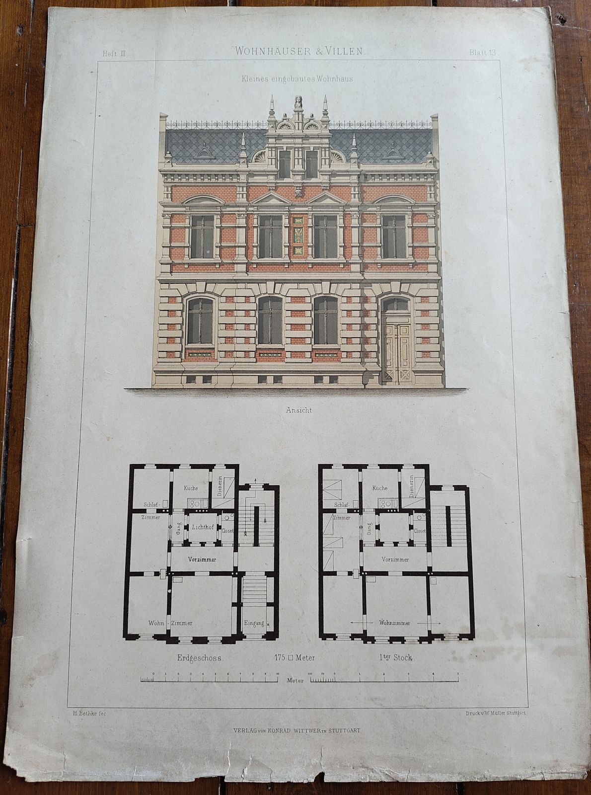Set 2: 6 Large Antique 19thc Chromolithographs – Bethke ‘Villen’ Series, C.1885 photo Art