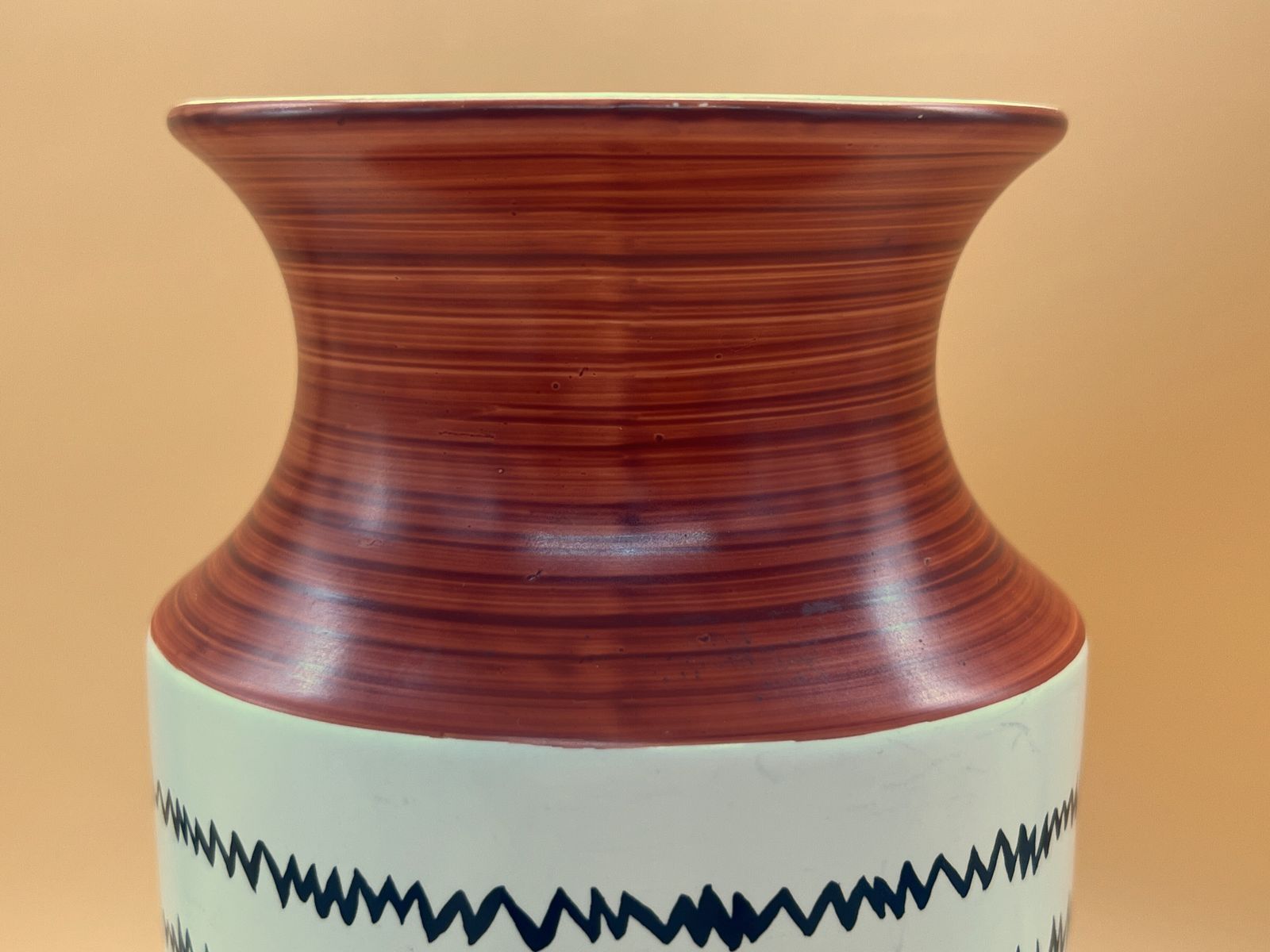 Mcm Crown Devon Pottery Hand Painted Geometric 1960's Vase Designed By Colin Melbourne. 1502.  Height Is 25cm Or 9.75". photo furniture
