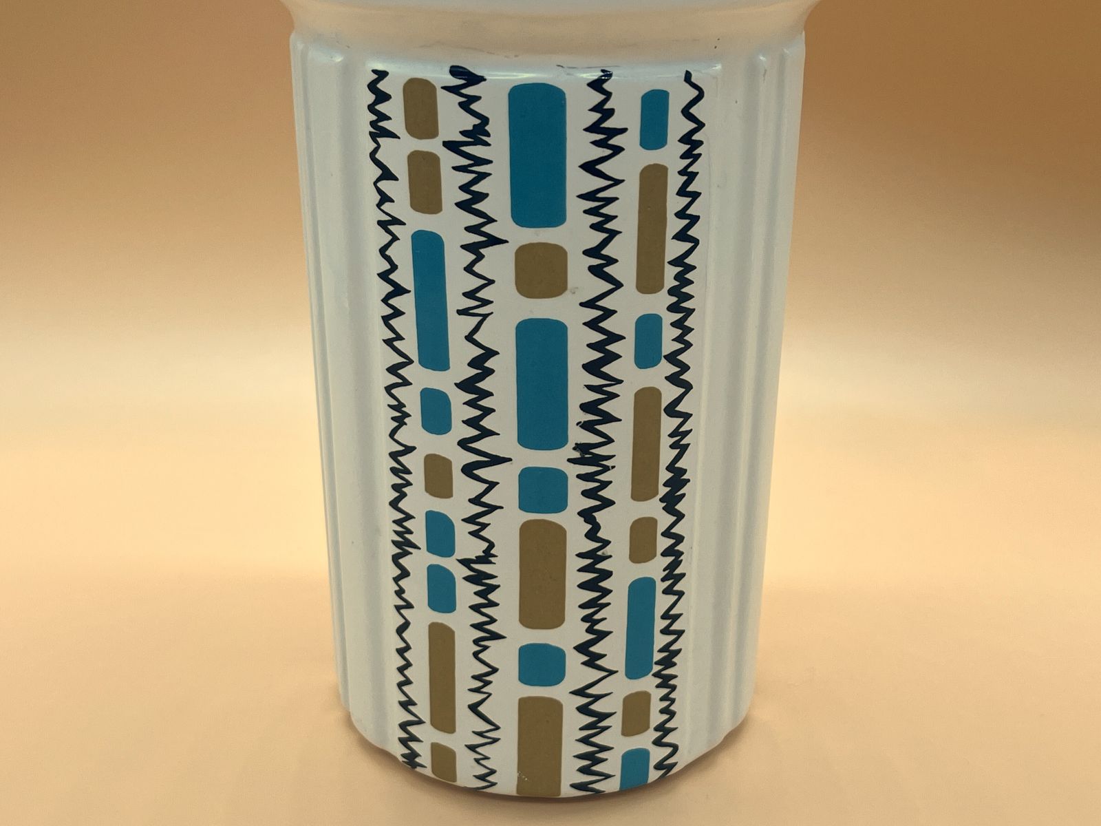 Mcm Crown Devon Pottery Hand Painted Geometric 1960's Vase Designed By Colin Melbourne. 1502.  Height Is 25cm Or 9.75". photo Home Decor