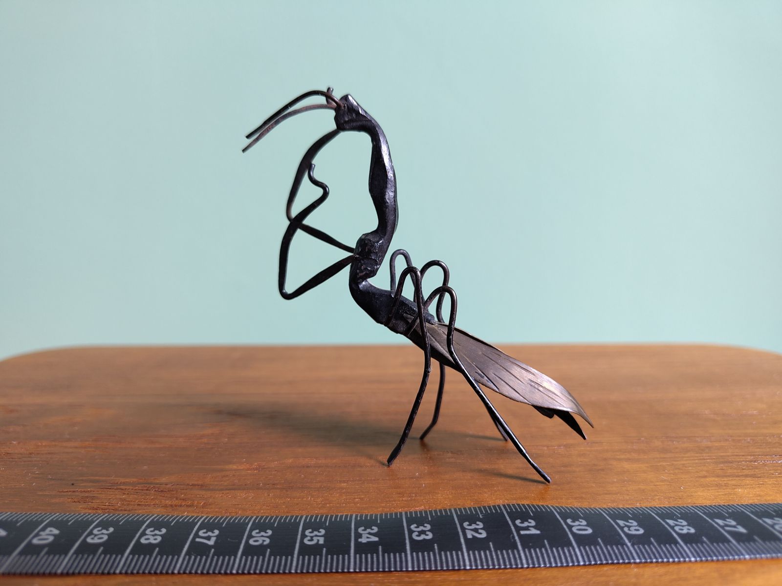 Rare Signed Pair Of Antique Japanese Articulated Metal Insects – Mantis & Cicada photo vinterior