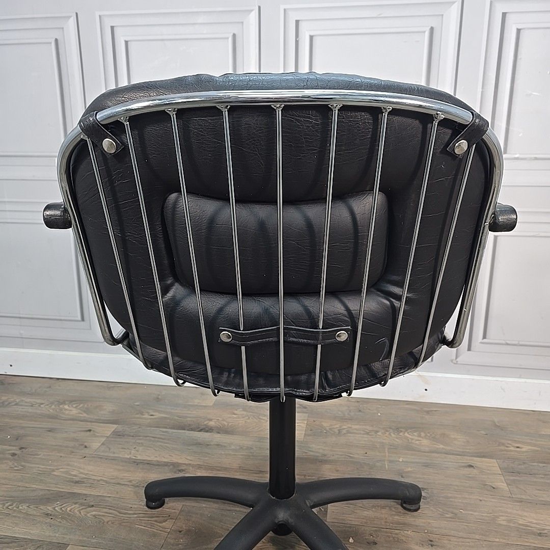 photo buy Retro Swivel Office Chair Italian Palladium Vinyl Seat Chrome Vintage Mcm