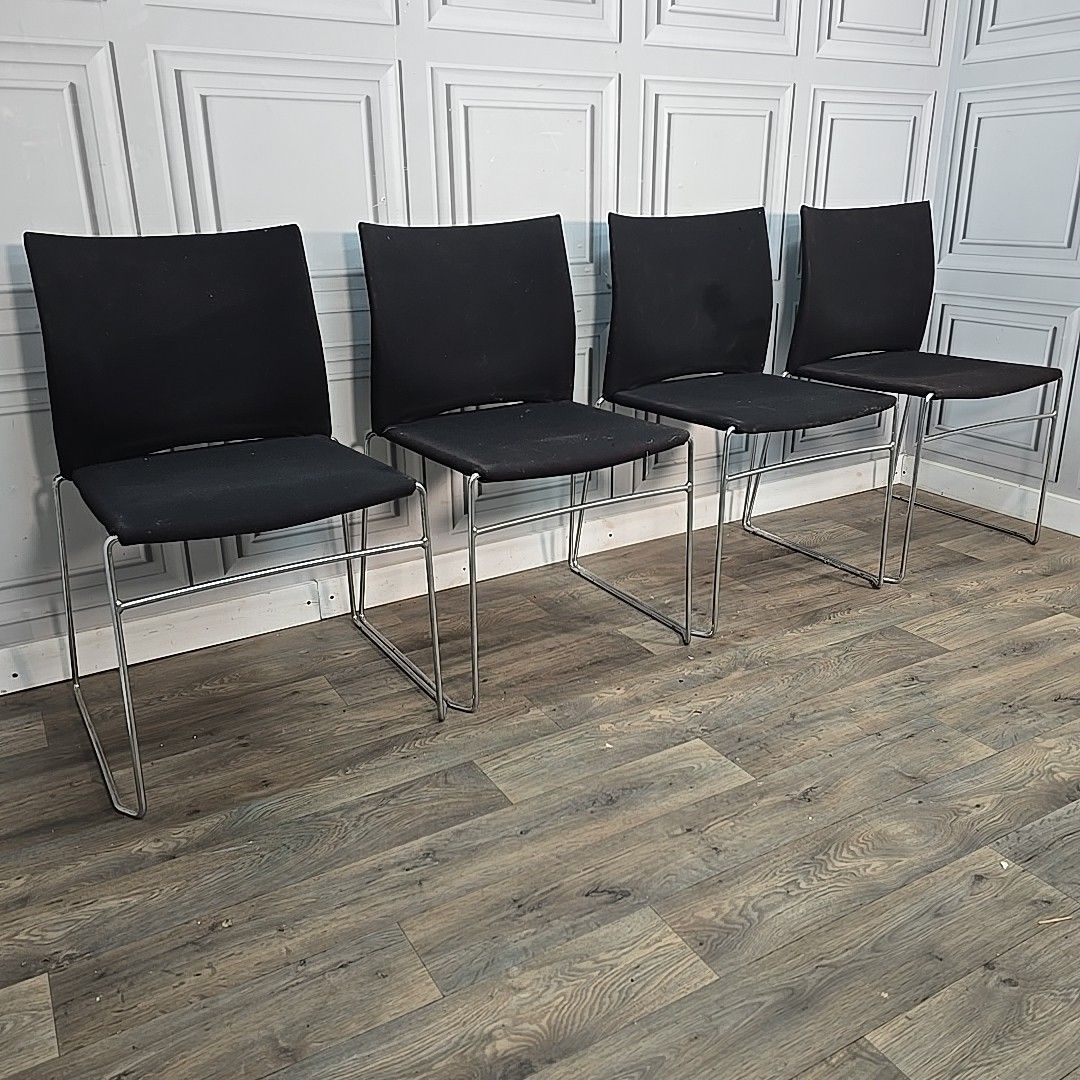 Herman Miller Visitor Chairs 4 Retro Office Stackable Seats Chrome Vintage photo furniture