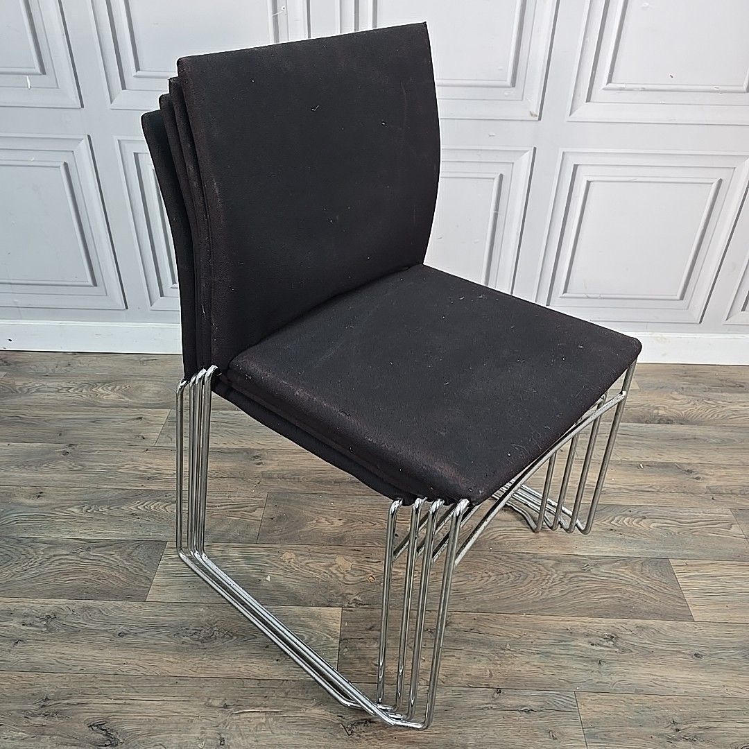 Herman Miller Visitor Chairs 4 Retro Office Stackable Seats Chrome Vintage photo for sale