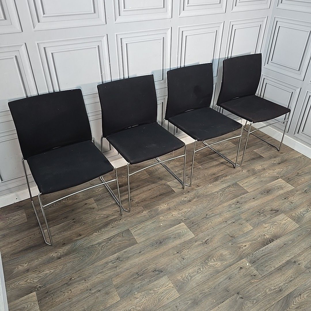 Herman Miller Visitor Chairs 4 Retro Office Stackable Seats Chrome Vintage photo Furniture