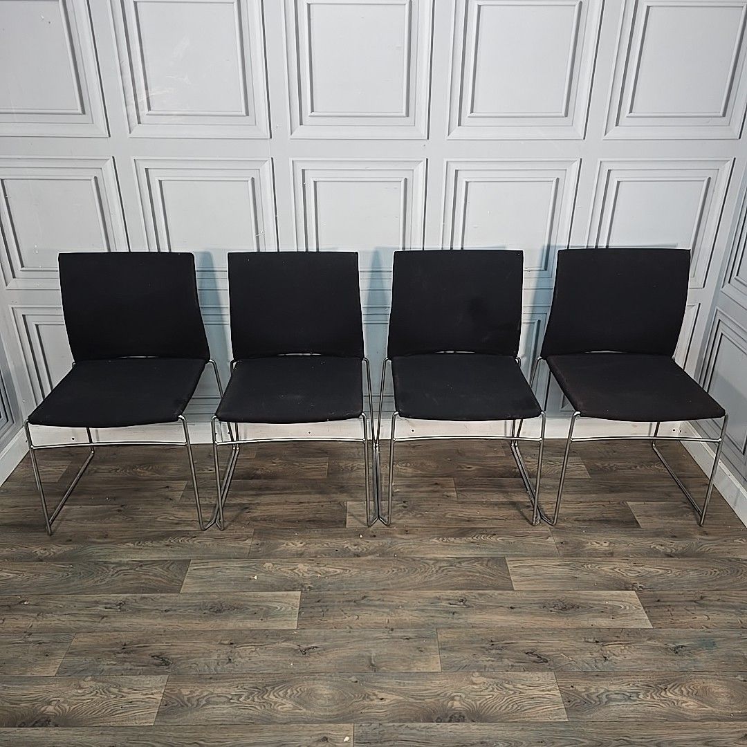 Herman Miller Visitor Chairs 4 Retro Office Stackable Seats Chrome Vintage photo 190.0
