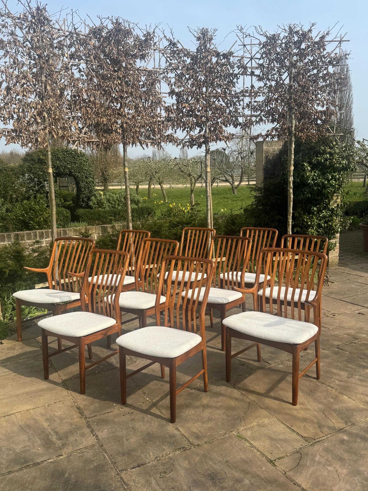Mid Century Danish Set Of Ten Dining Chairs In Teak By Danish Teak Dining Chairs By Svend åge Madsen For Moreddi 1960 photo for sale