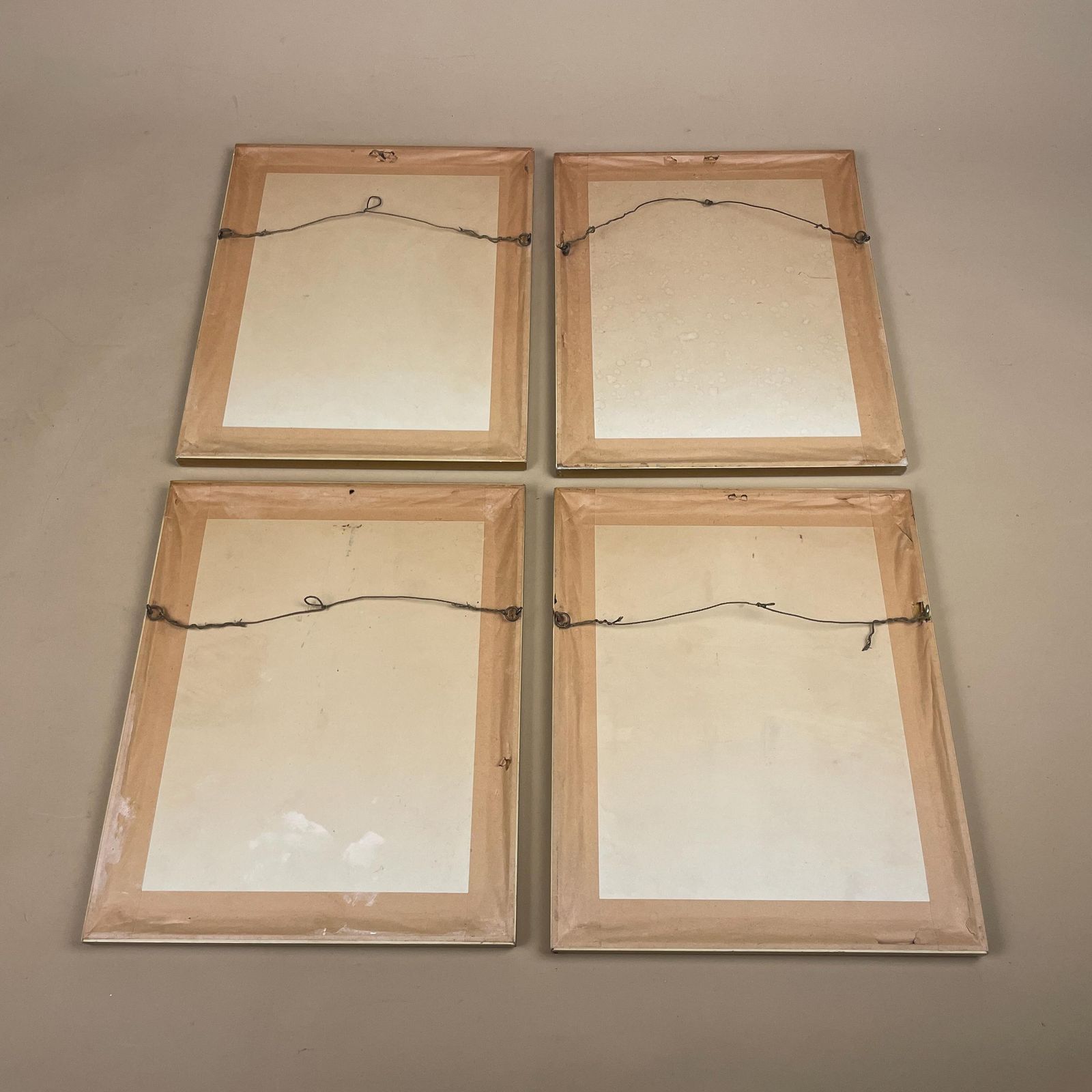 photo buy 4 Oriental Hand Printed Pictures Framed Vintage Birds Gold Frame Art Paper Antique Original Artwork Block / Screen Printed Japanese Japan