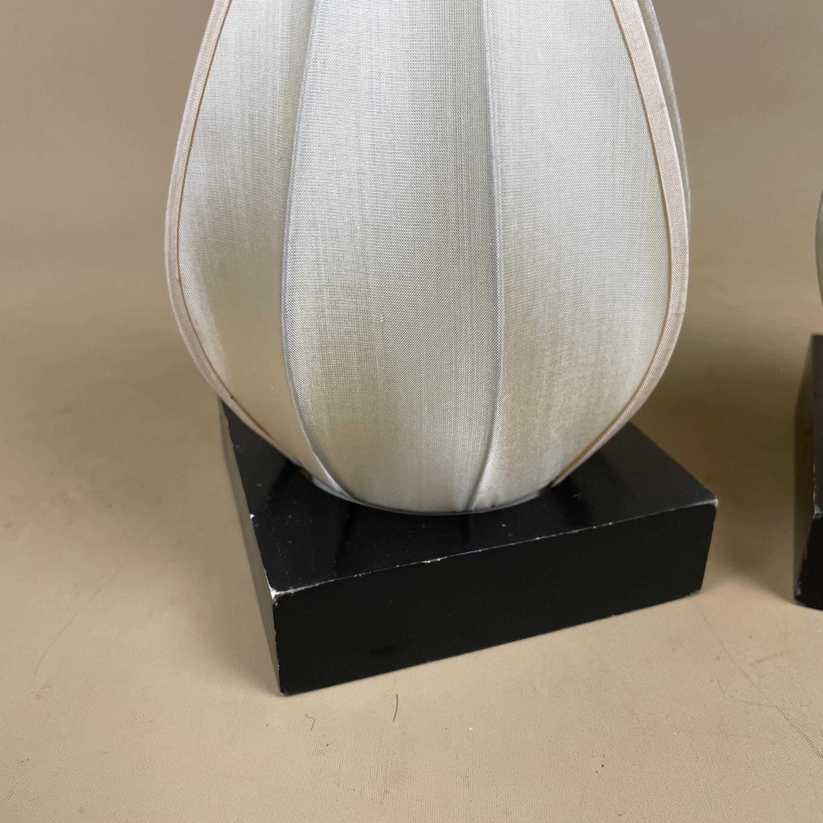 Matching Pair Of Silk Lantern Candlestick Candle Stick Holder Tea Light Vintage Square Wood Base Taper Dinner Candlesticks Oriental 2 Set photo vinterior