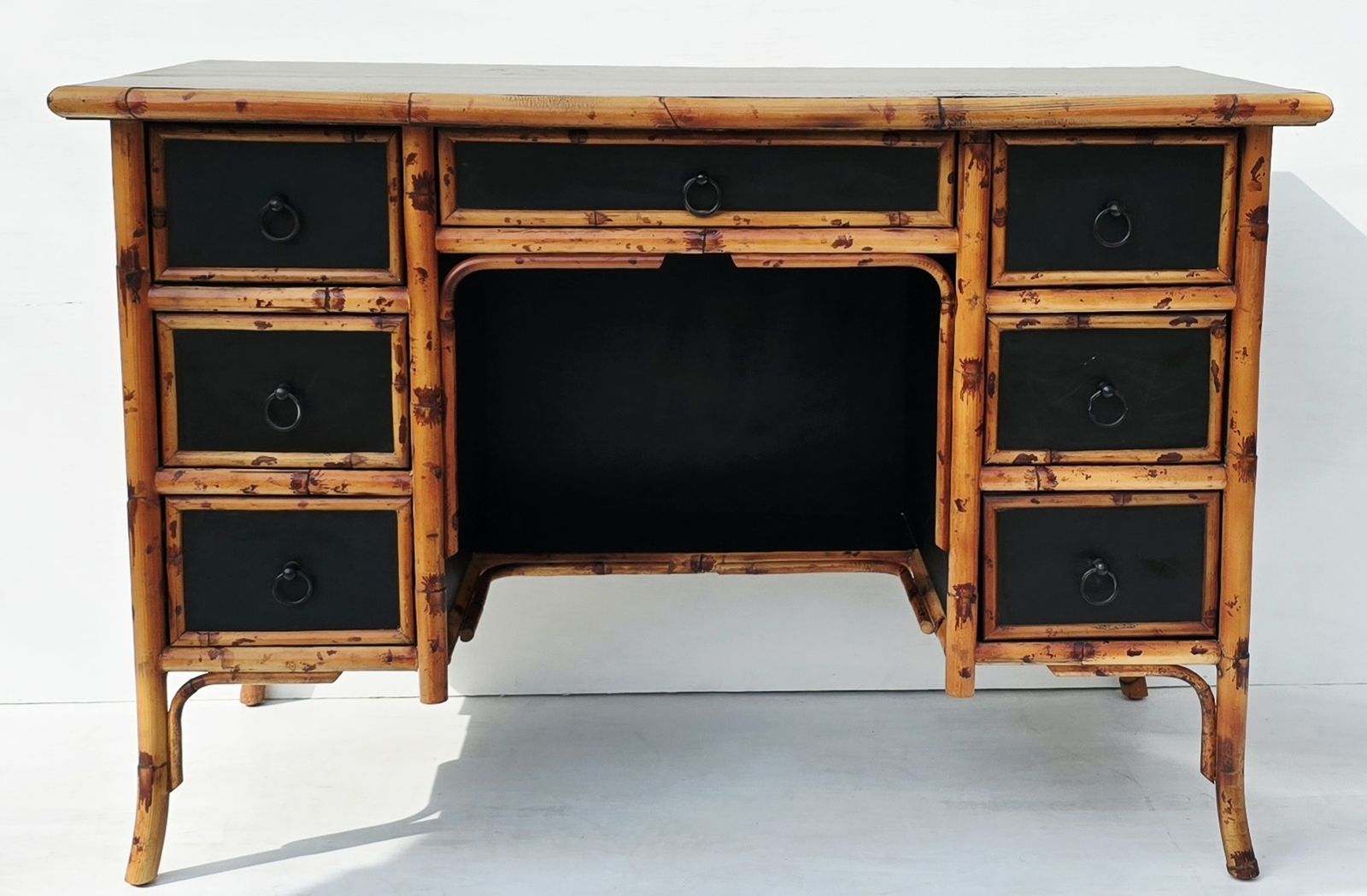 A Mid Century Chinese Chippendale Bamboo Writing Desk, Chinoiserie photo furniture