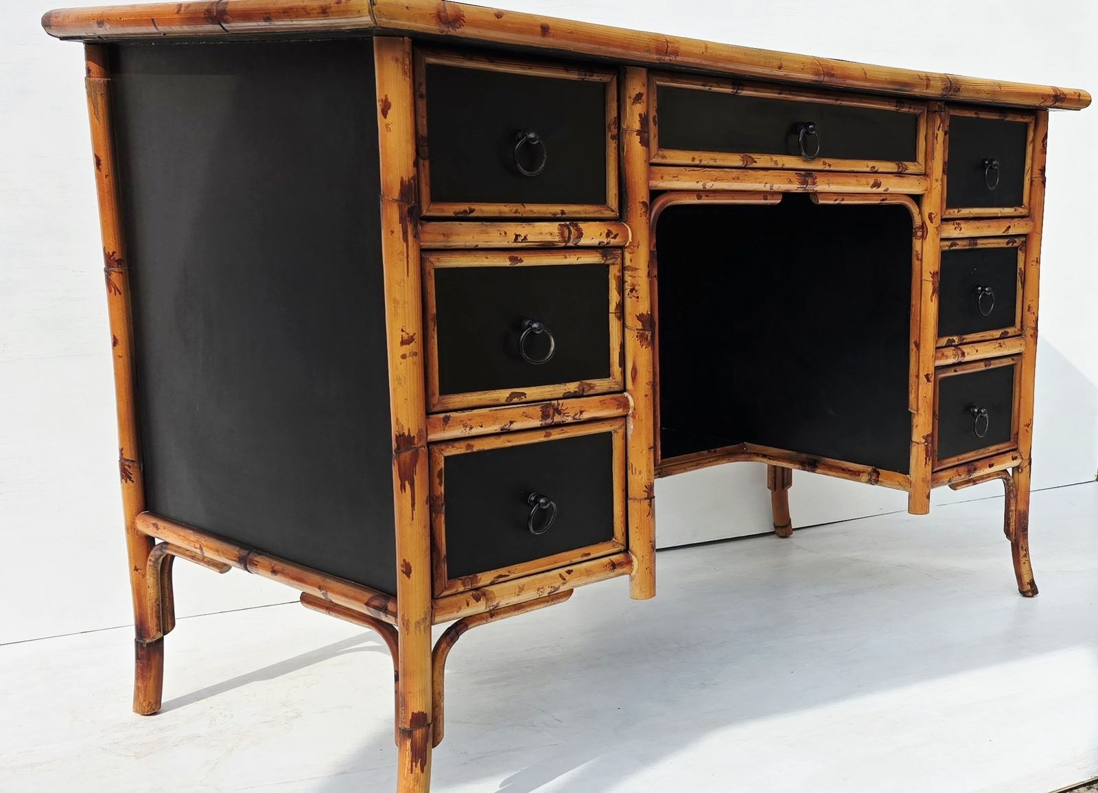 A Mid Century Chinese Chippendale Bamboo Writing Desk, Chinoiserie photo Furniture