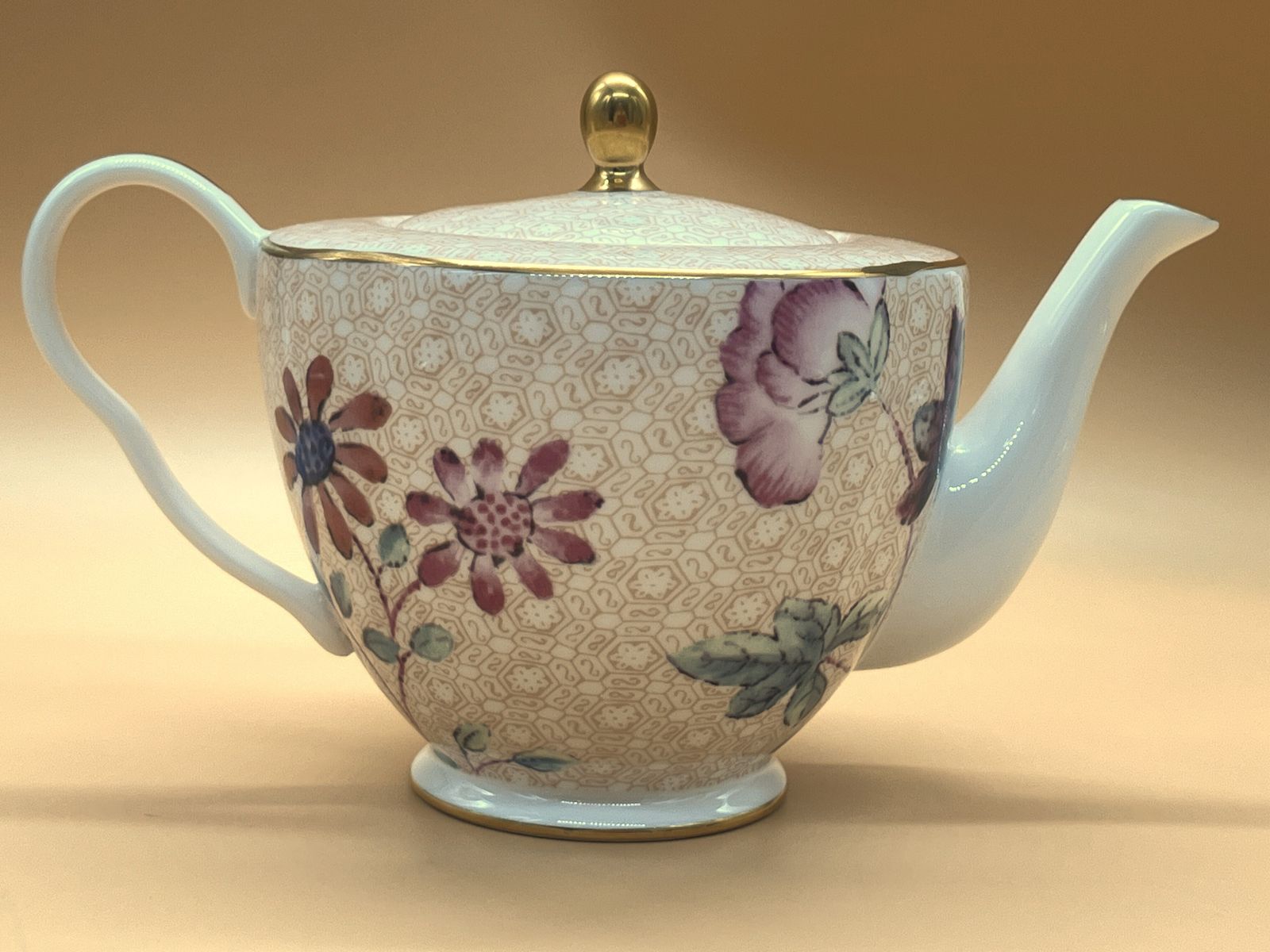 Wedgwood China 10 Piece Cuckoo Design Tea Set For 2. Teapot, 2 Cups & Saucers, A 2 Tier Cake Stand And A Sandwich Serving Tray. photo vintage