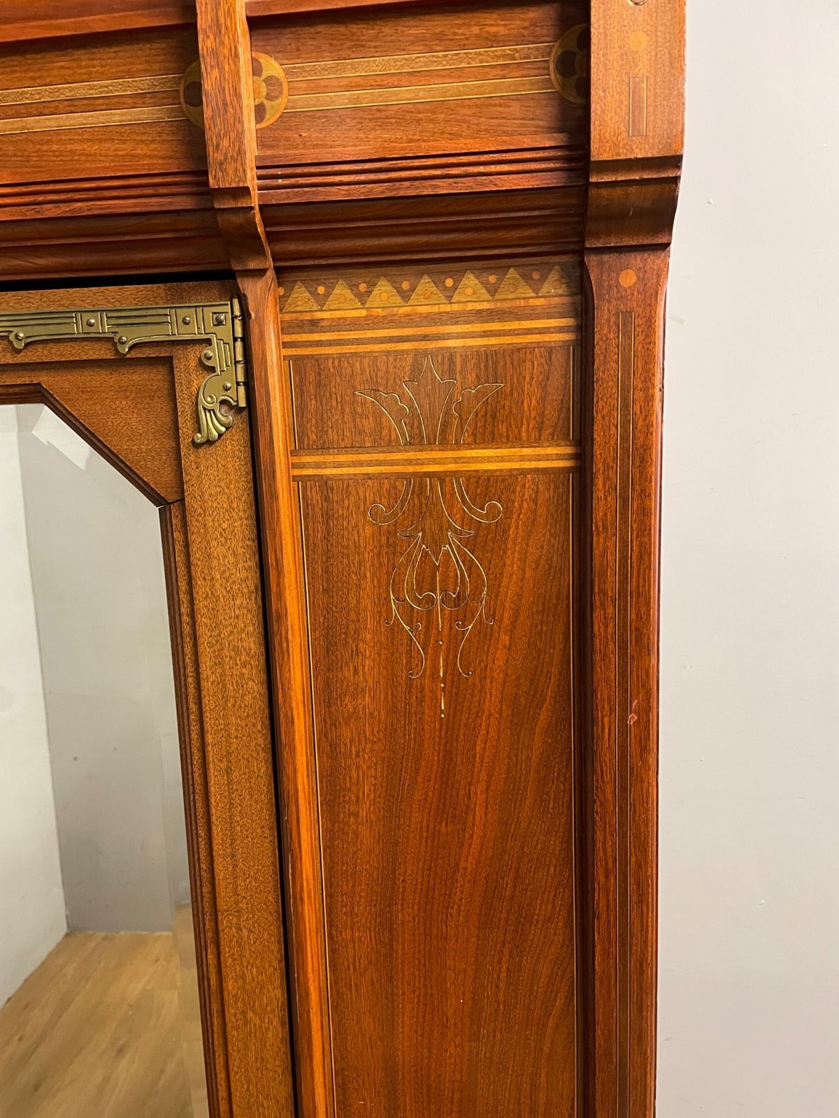 Arts And Crafts Inlaid Walnut Wardrobe By Christopher Pratt Bradford photo for sale