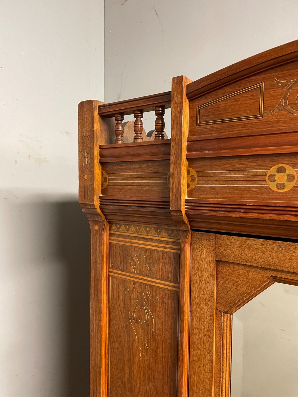 Arts And Crafts Inlaid Walnut Wardrobe By Christopher Pratt Bradford photo 925.0