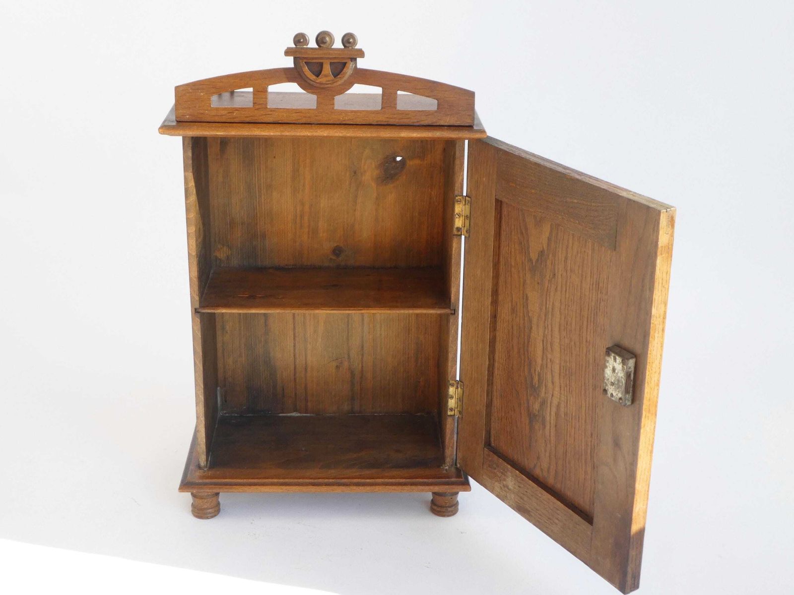 Antique Dutch Oak Medicine Cabinet With Brass Decor, Jugendstil Apothecary, Chest With Lock. photo buy