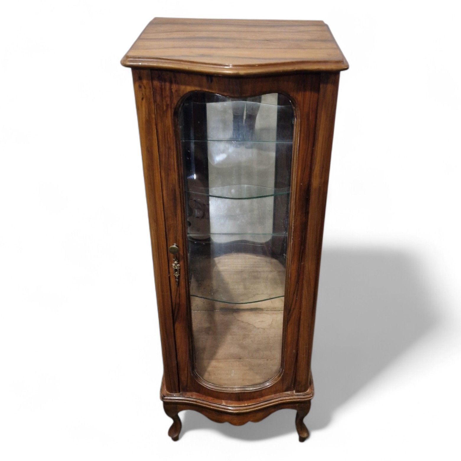 French Style Display Cabinet Serpentine Cabriole Tall Slim Vintage Cabriole Leg photo 225.0