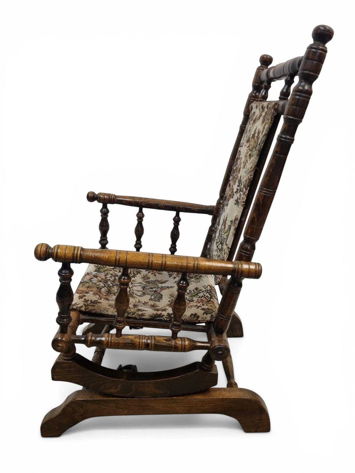 Antique Children Rocking Chair / Solid Wood / Tapestry Upholstery / C.1920. photo Furniture
