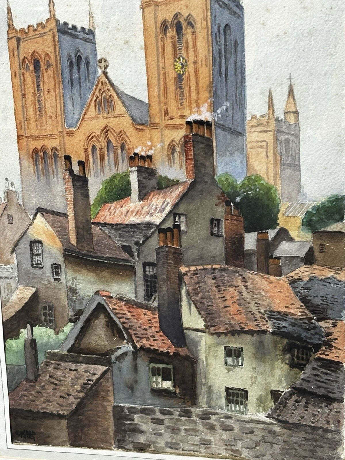 Ripon Cathedral Original Watercolour By P Wood 1949 photo Art