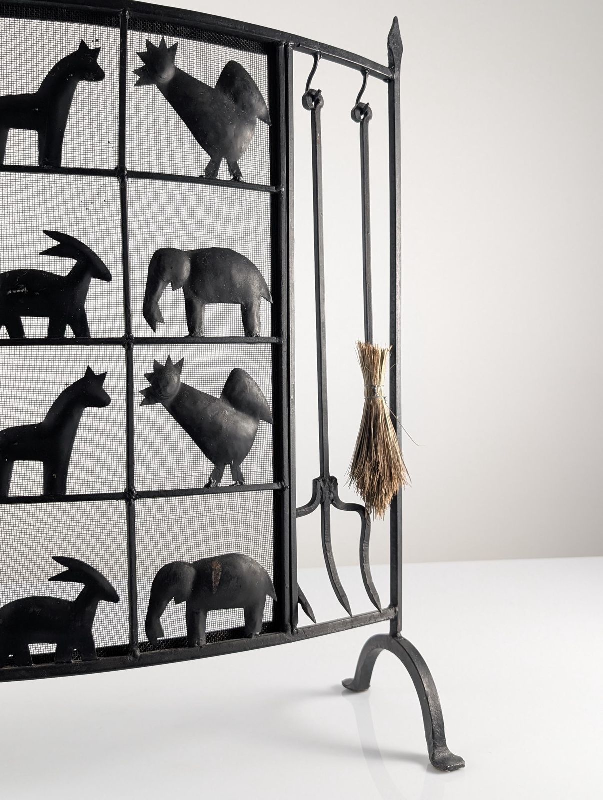 Wrought Iron Fireplace Screen From Atelier Marolles, France, 1950s photo vintage