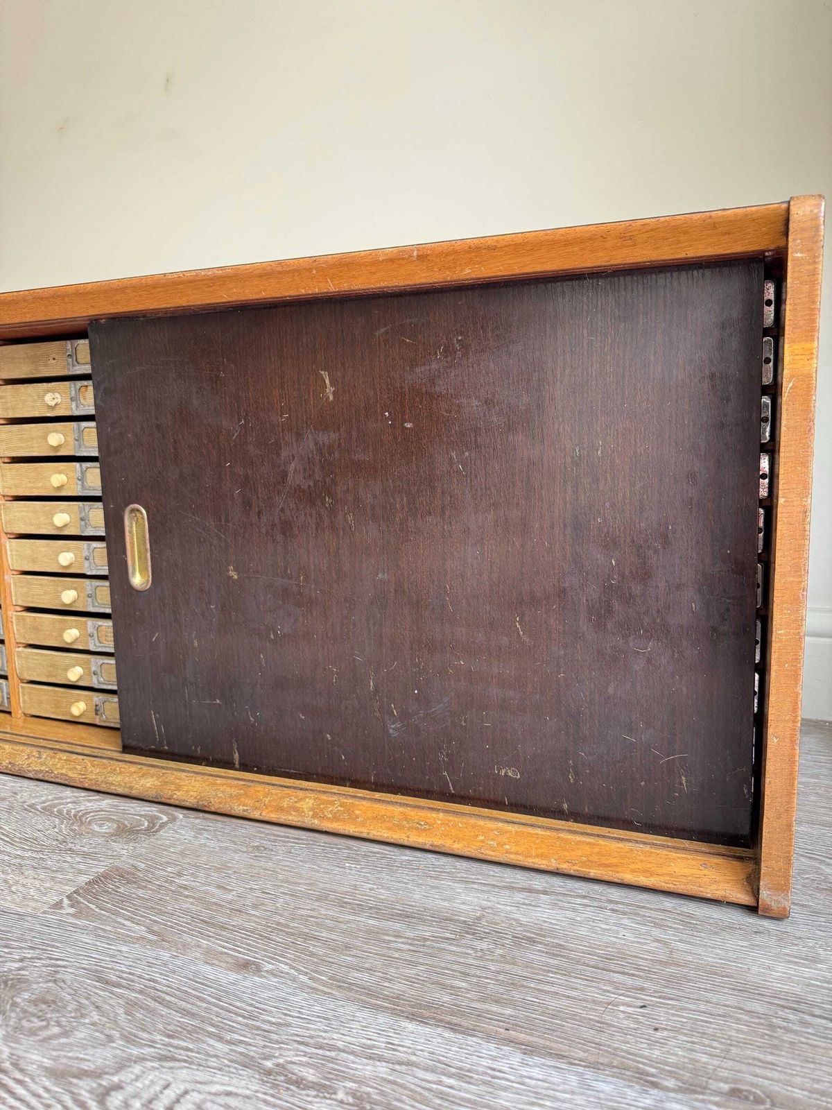 photo for sale Vintage Industrial Low Garage Haberdashery Multiple Bank Small Drawers Craft Tool Organiser