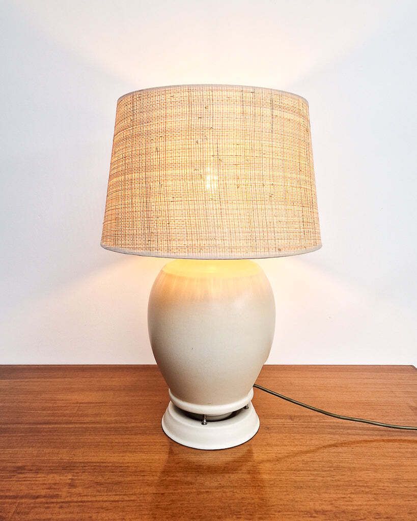 Mid Century Cream Table Large Lamp & Shade (1930s Converted Speaker) photo furniture