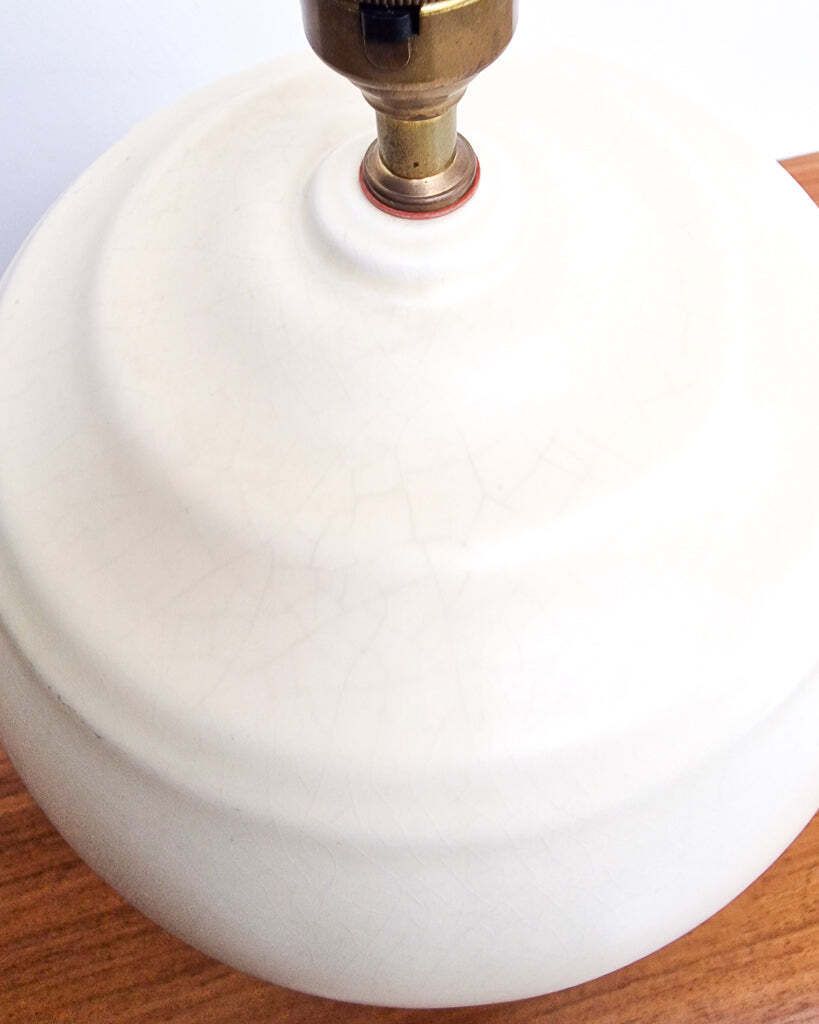 Mid Century Cream Table Large Lamp & Shade (1930s Converted Speaker) photo vinterior
