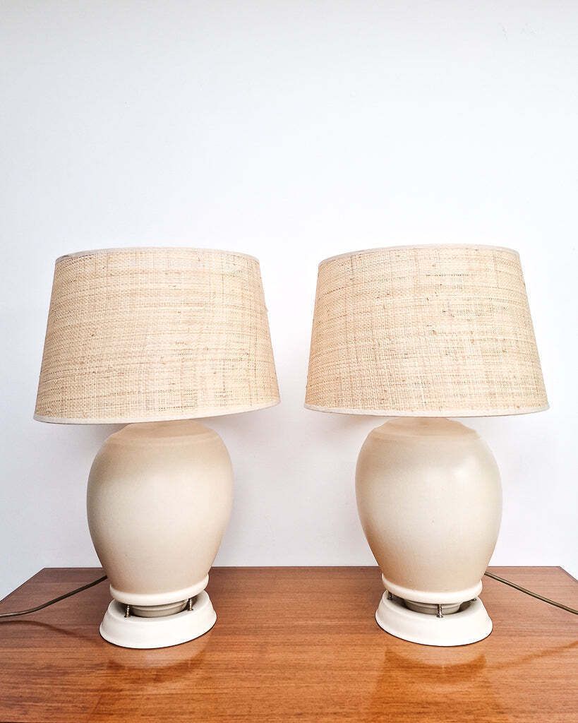photo buy Mid Century Cream Table Large Lamp & Shade (1930s Converted Speaker)