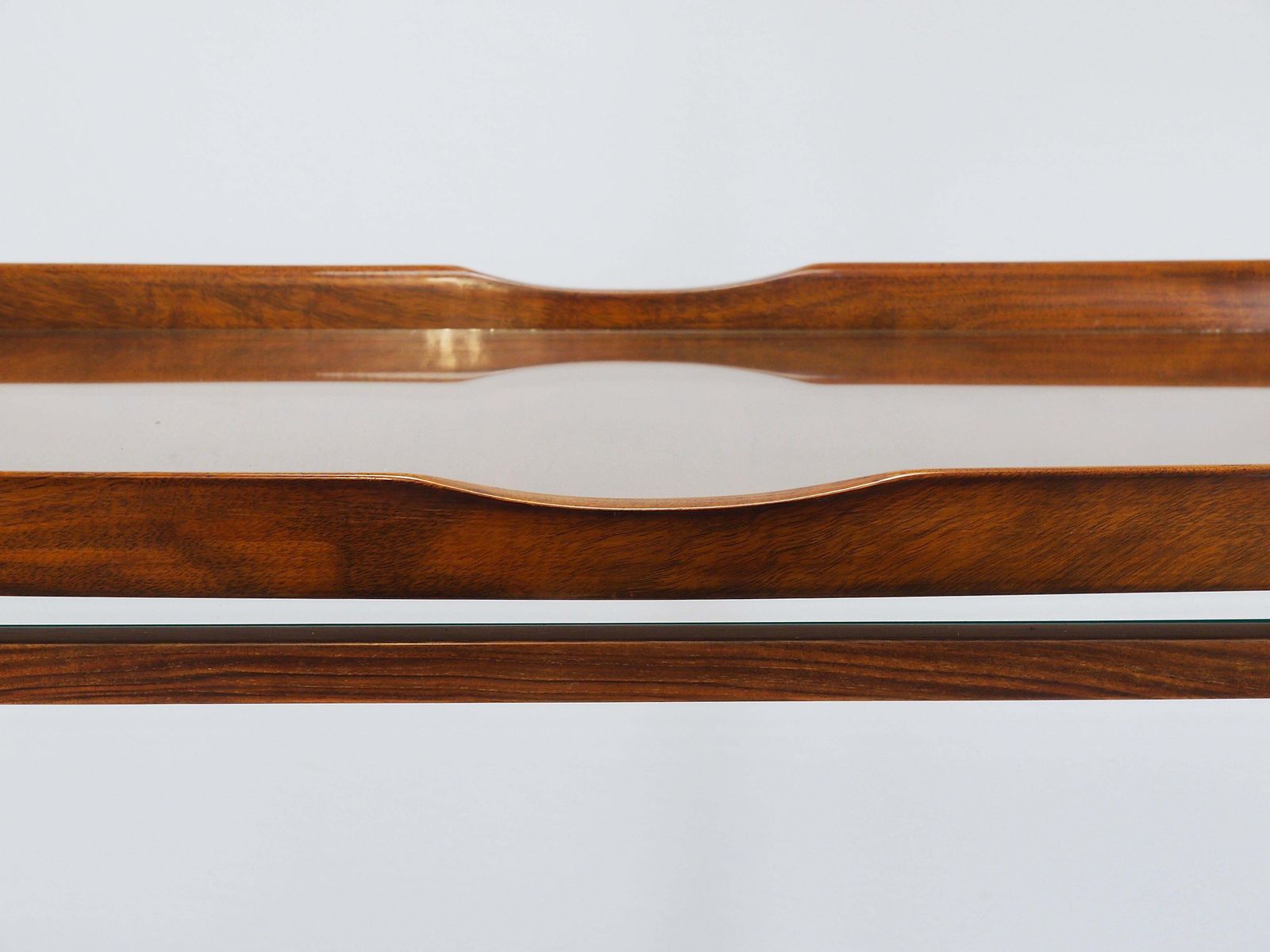 Furniture Oswald Haerdtl Vienna Modernism Walnut & Brass Bar Cart, Serving Trolley, 1950s photo