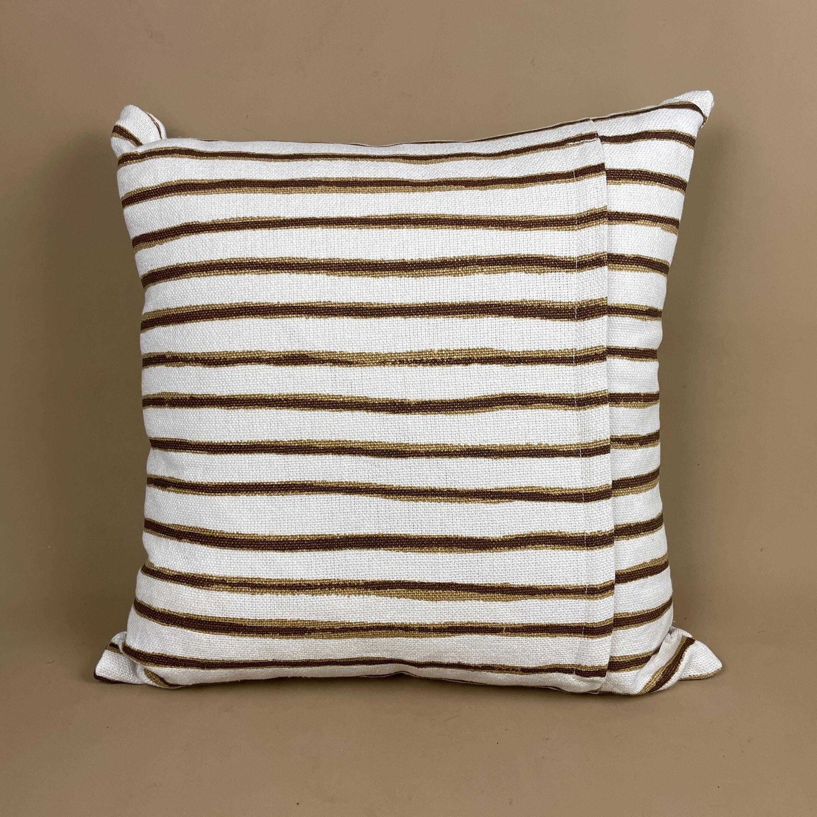 Chhatwal Jonsson Linen Stripe Cushion Beige Brown Boho Sofa Throw Pillow Modern Feather Filled Zip Close Swedish Scandinavian Striped photo furniture