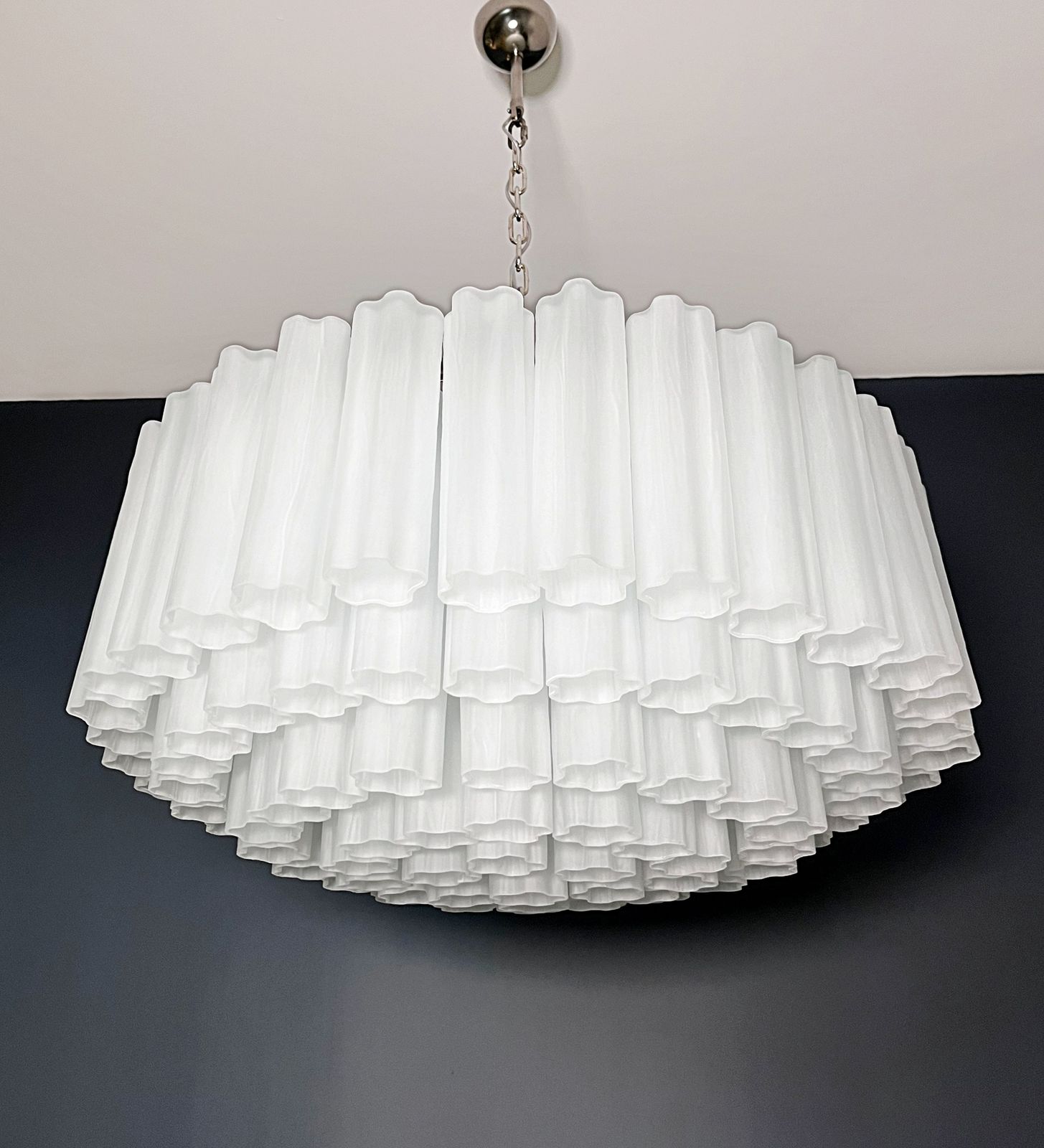 Large Murano Glass Chandelier  101 Acid Etched Glass Tubes photo 2185.0