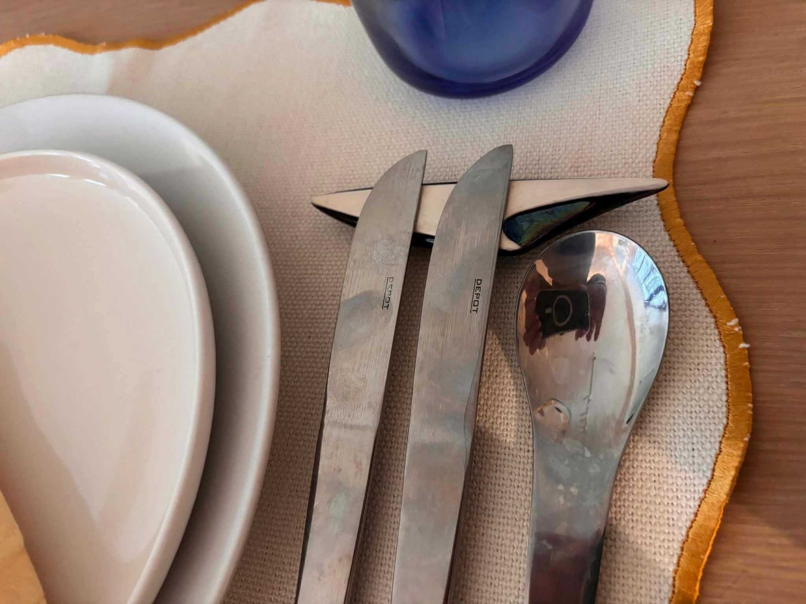 Modernist Set Flatware Design Space Age Stainless Steel Modernist Design French Casual Lunch Gift Post Modern Vintage 6 Settings photo vintage