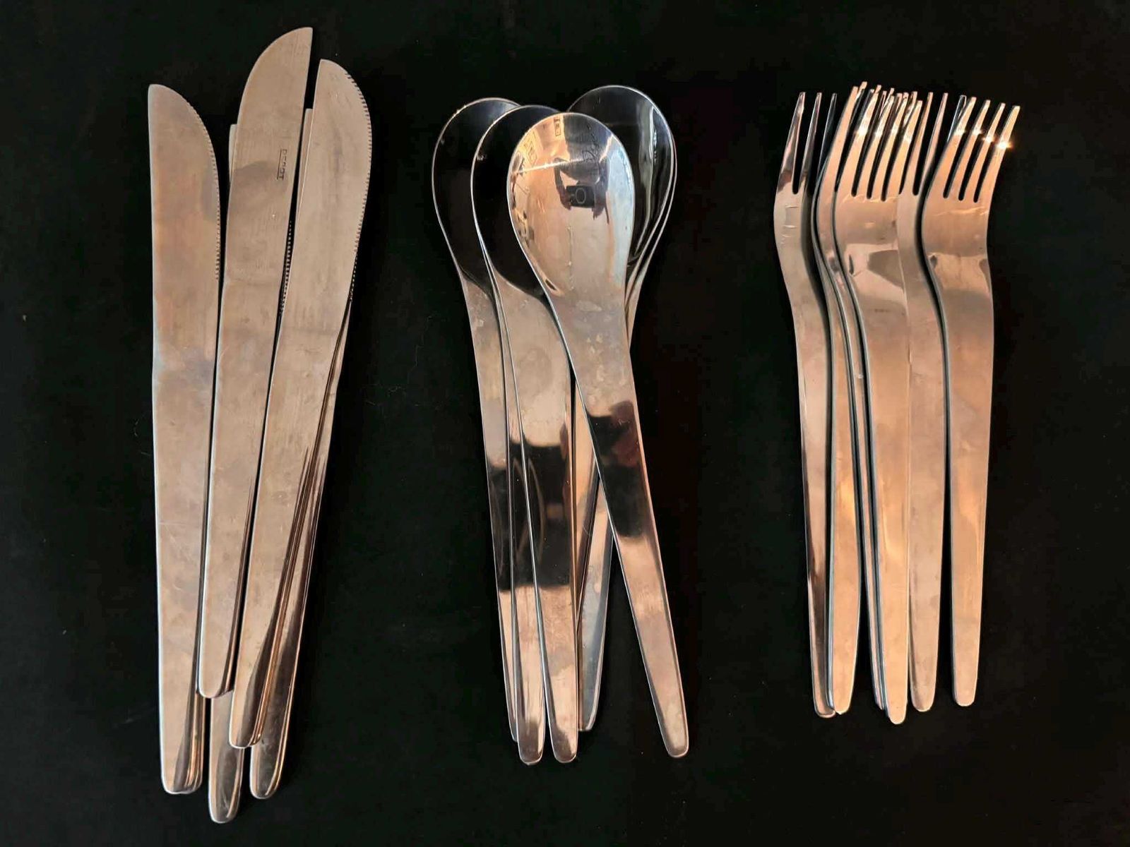 photo furniture Modernist Set Flatware Design Space Age Stainless Steel Modernist Design French Casual Lunch Gift Post Modern Vintage 6 Settings