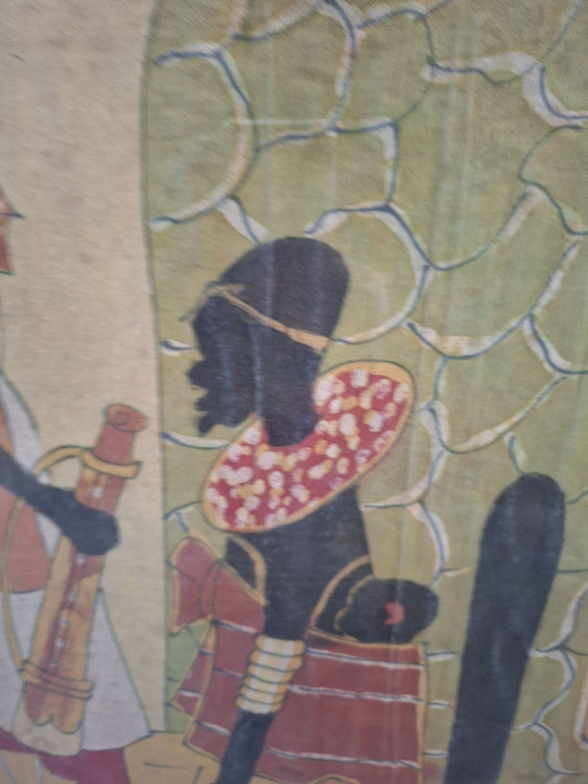 Grande Quadro Batik Africano Originale Firmato "Hamidi" Arte Su Tessuto 88x79 Cm photo furniture