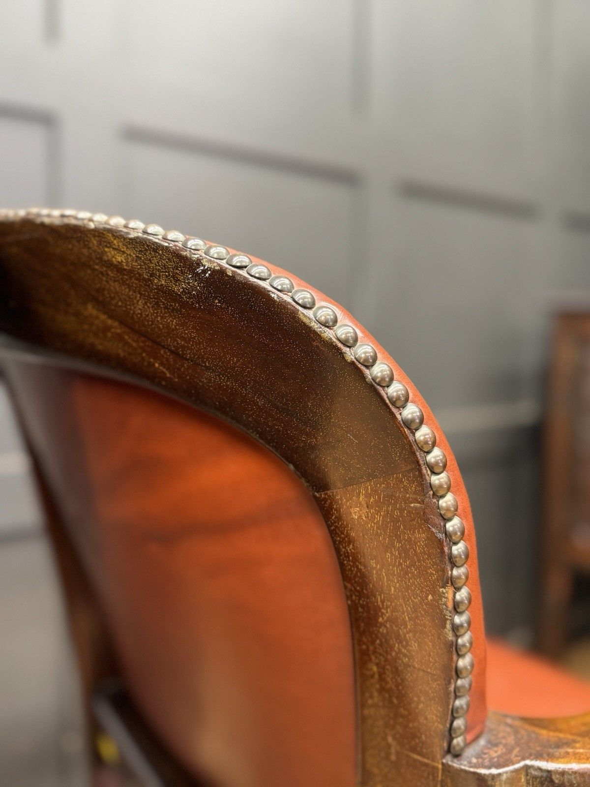 photo furniture Antique Pair Of Gainsborough Style Mahogany Armchairs Desk Study Carver Chairs