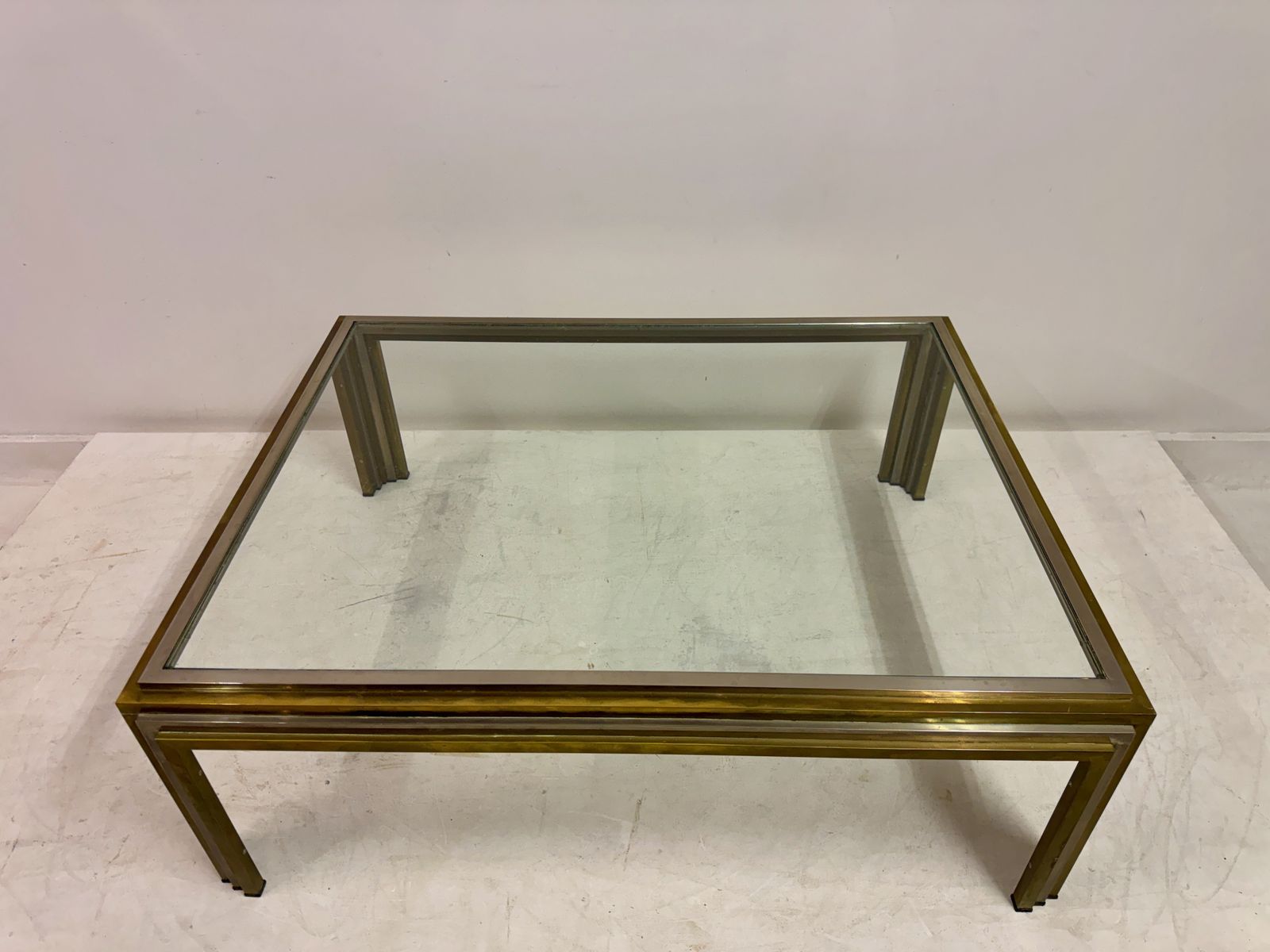 1970s French Steel And Brass Coffee Table photo Furniture
