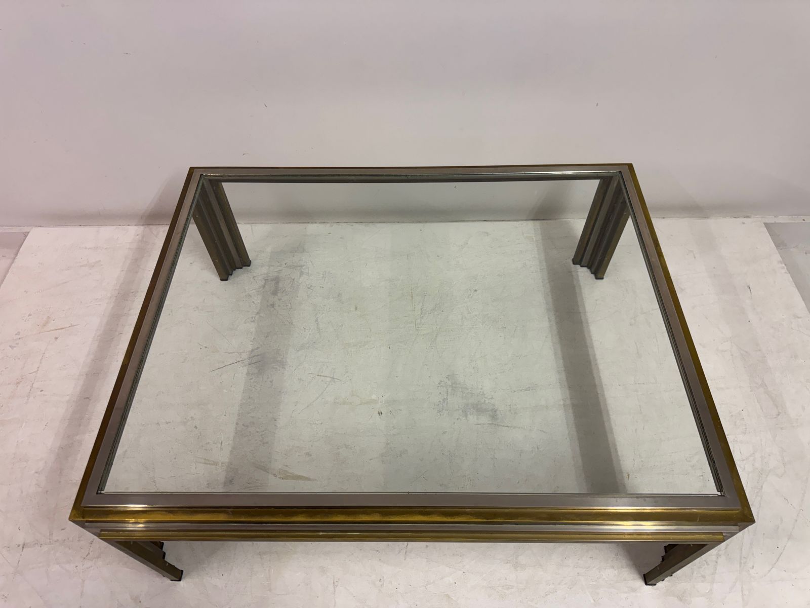 1970s French Steel And Brass Coffee Table photo buy