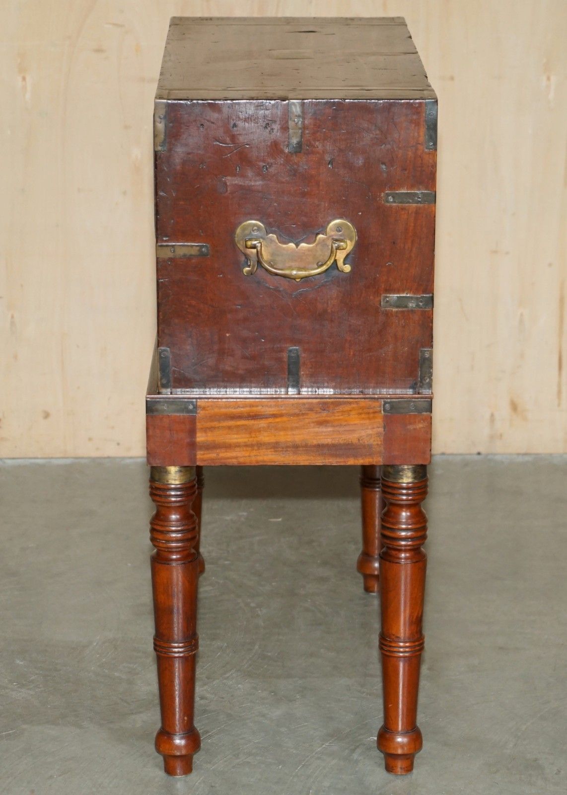 3350.0 Antique Victorian Thomas Wilson Military Campaign Secretaire Chest Of Drawers photo