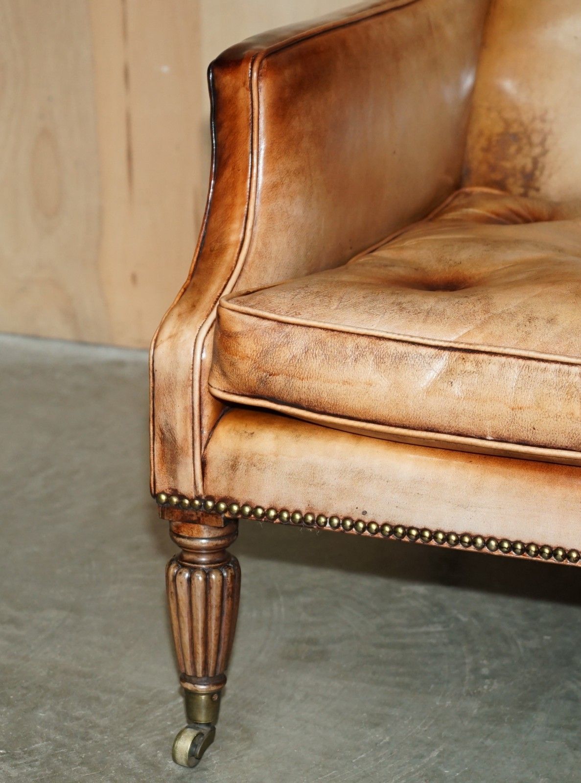 Sculptural Frame Antique Chesterfield William IV Brown Leather Library Armchair photo 3750.0