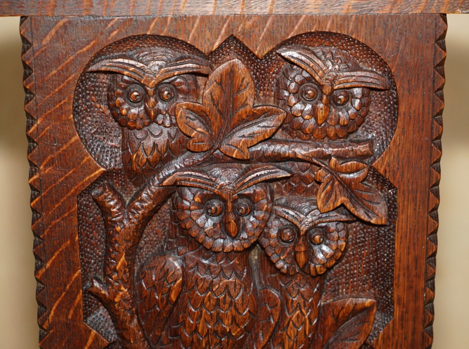 Lovely Super Rare Antique 1882 Dated Owl Carved Metamorphic Library Steps Chair photo buy
