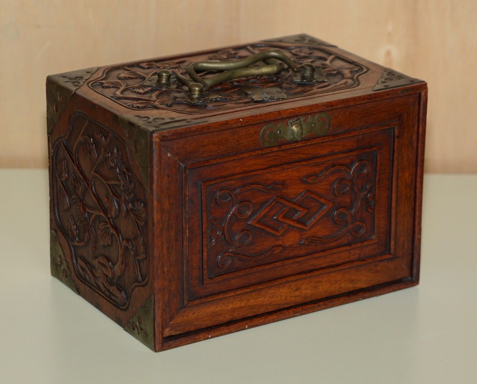 Fine Antique Four Person Mahjong Circa 1920's Chinese Export Period Hand Carved photo furniture
