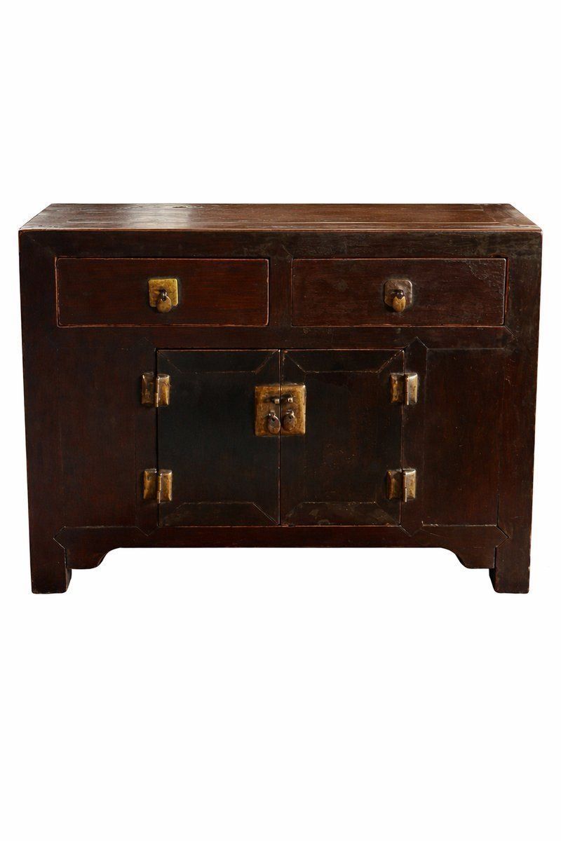 Antique Korean Zeklova Cabinet Chest With Brass, 1890s