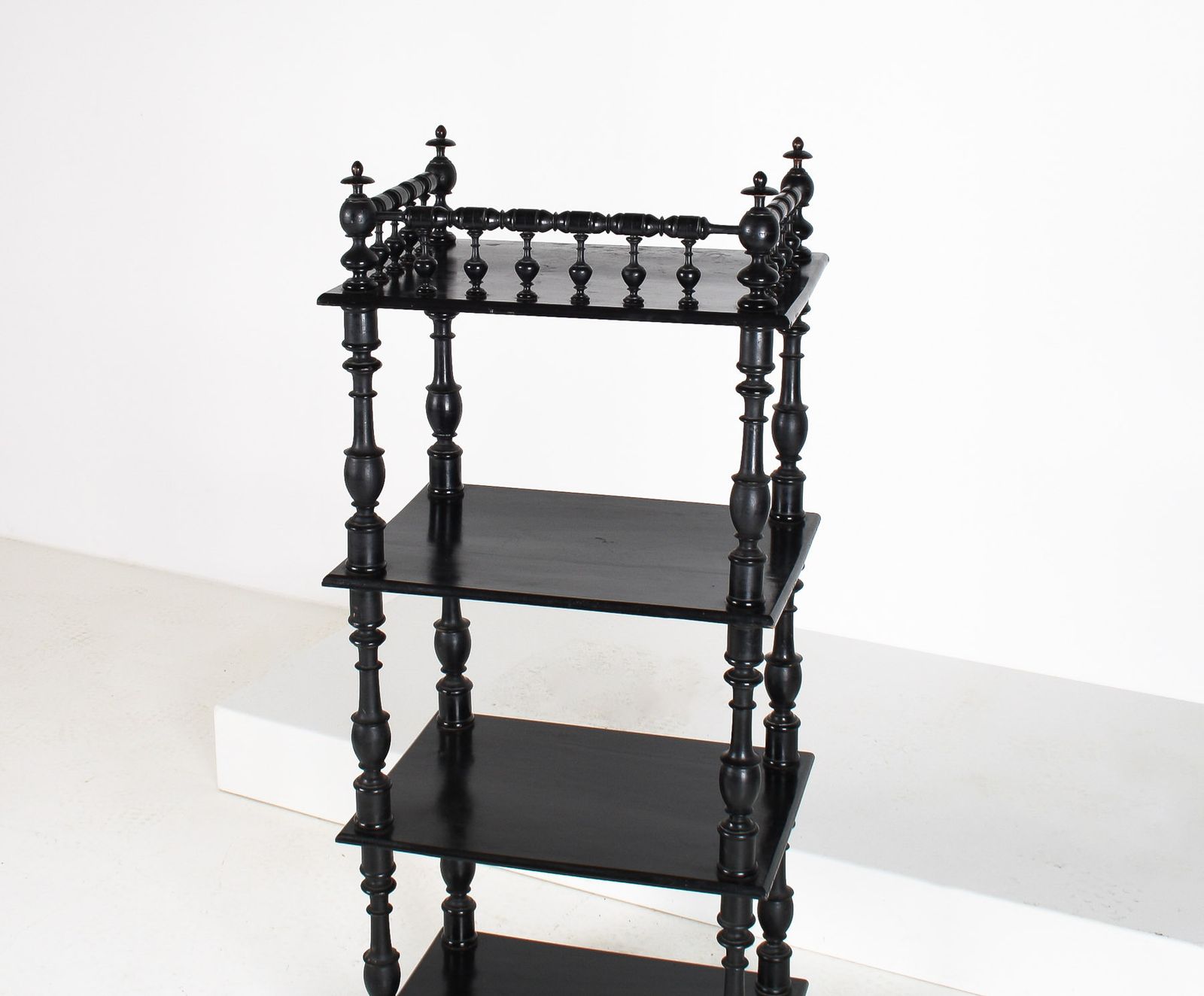19th Century Ebonised Whatnot Shelf Unit With Gallery Top photo 765.0