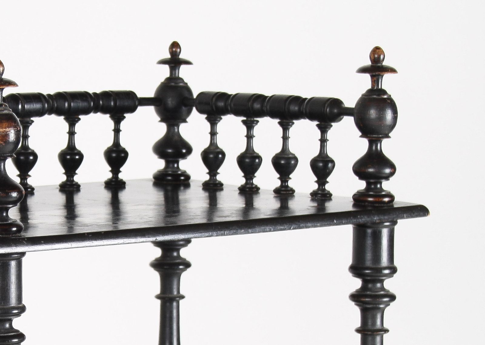 photo furniture 19th Century Ebonised Whatnot Shelf Unit With Gallery Top