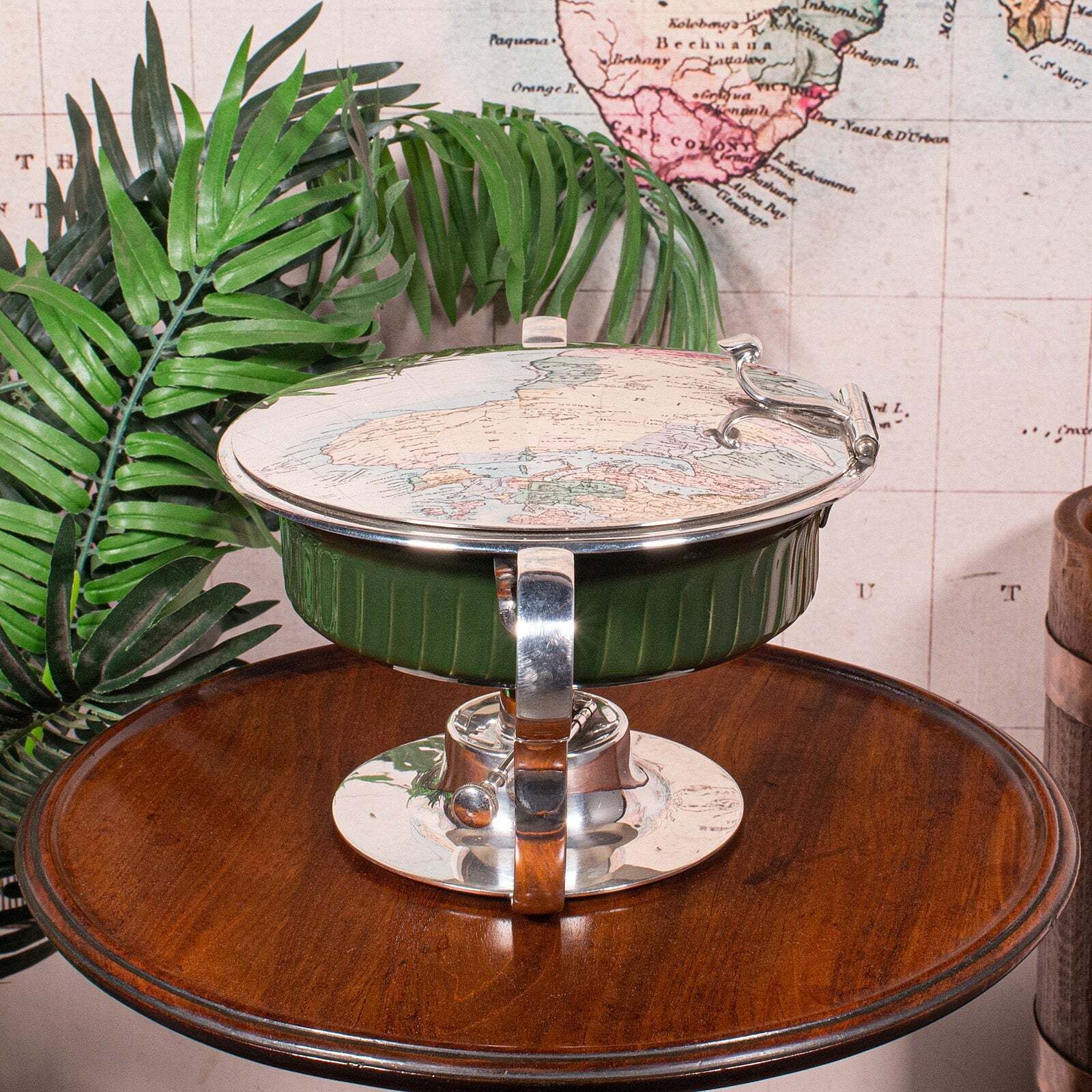 Antique Food Warmer, English Ceramic, Silver Plate, Chafing Heat Dish, Edwardian photo vinterior