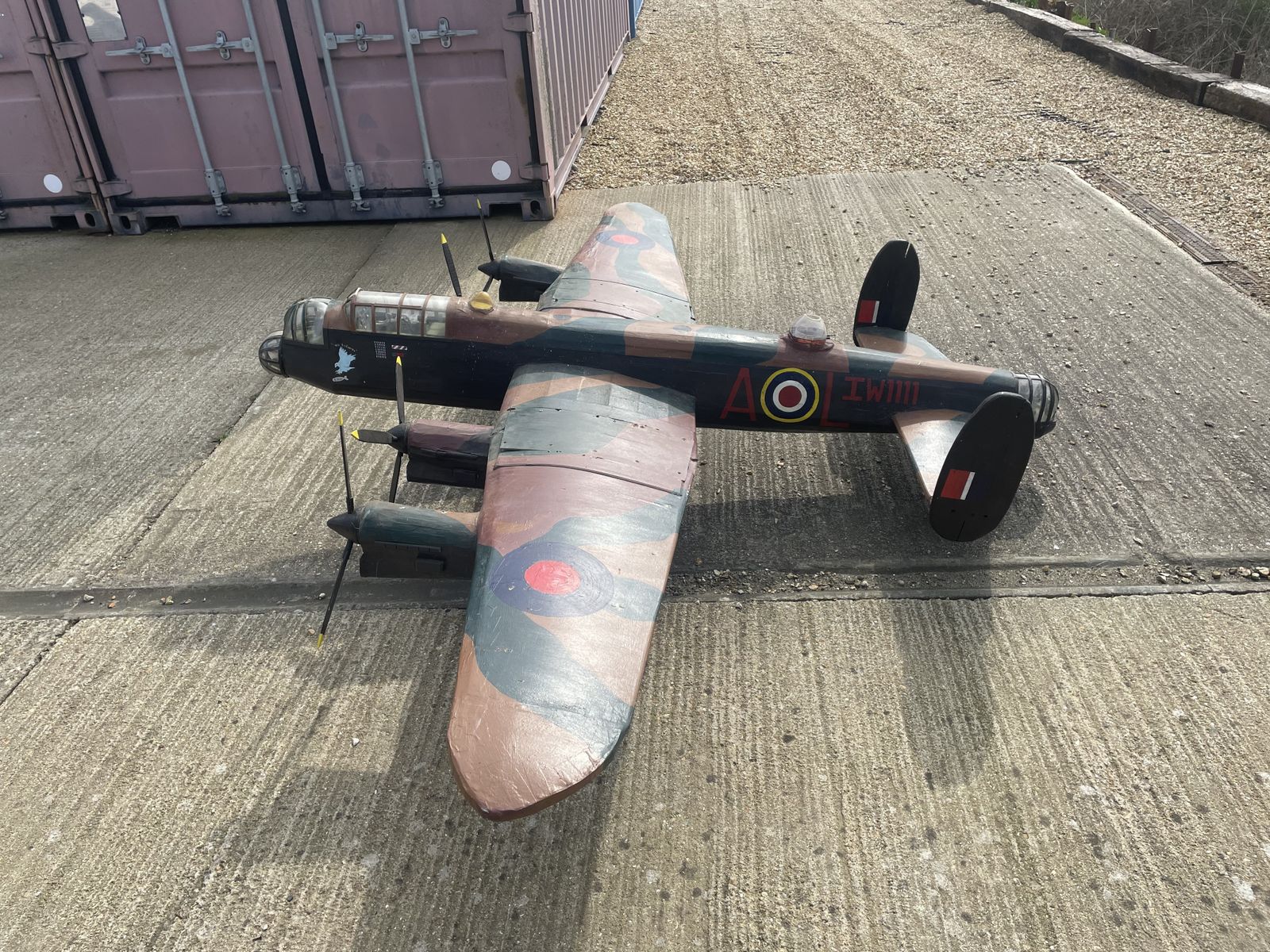 Enormous Naive Wooden Lancaster Model Airplane photo for sale